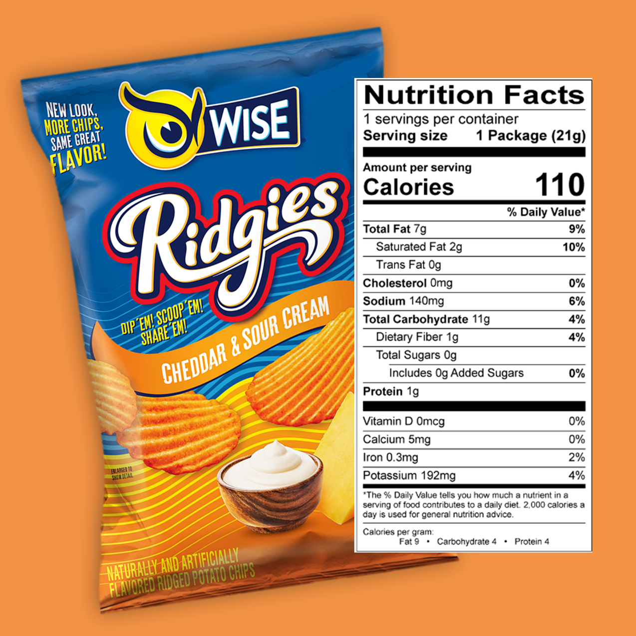 Ridgies Potato Chips Cheddar and Sour Cream — Wise Snacks
